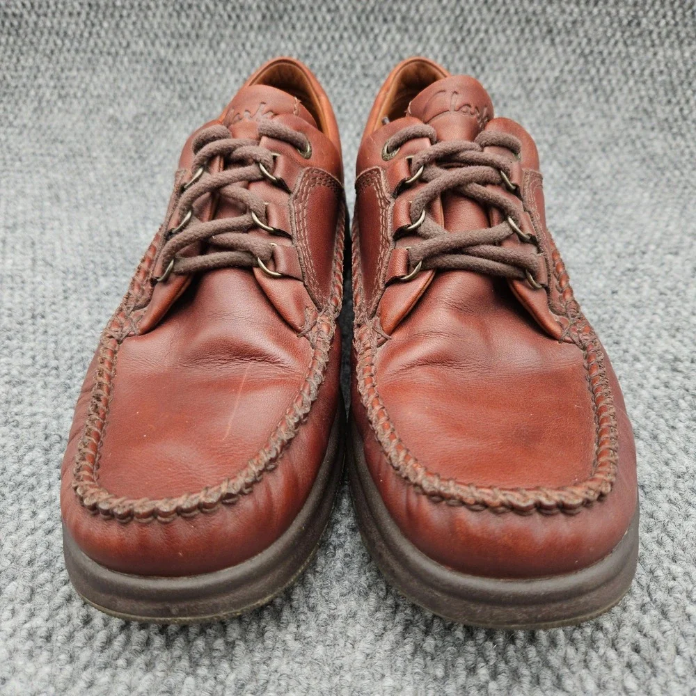 Clarks Mens 11.5M Brown Leather Oxford Casual Comfort Moccasin Toe Shoes 37076